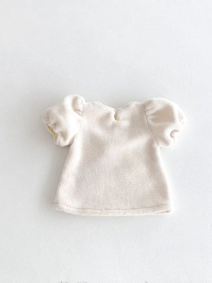 半袖ワンピース ベビーキッズワンピース ビッグリボンフリース厚手半袖パフスリーブワンピース【mh0007666】