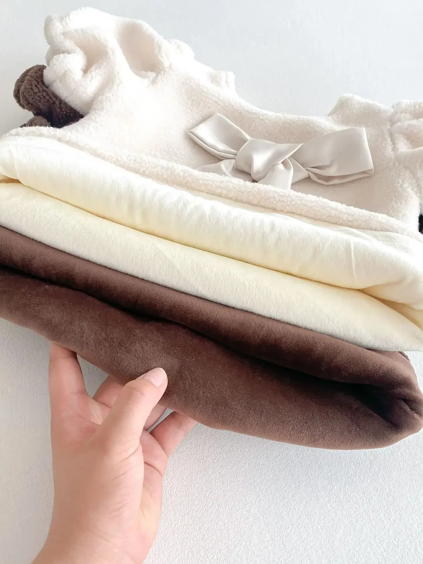 半袖ワンピース ベビーキッズワンピース ビッグリボンフリース厚手半袖パフスリーブワンピース【mh0007666】