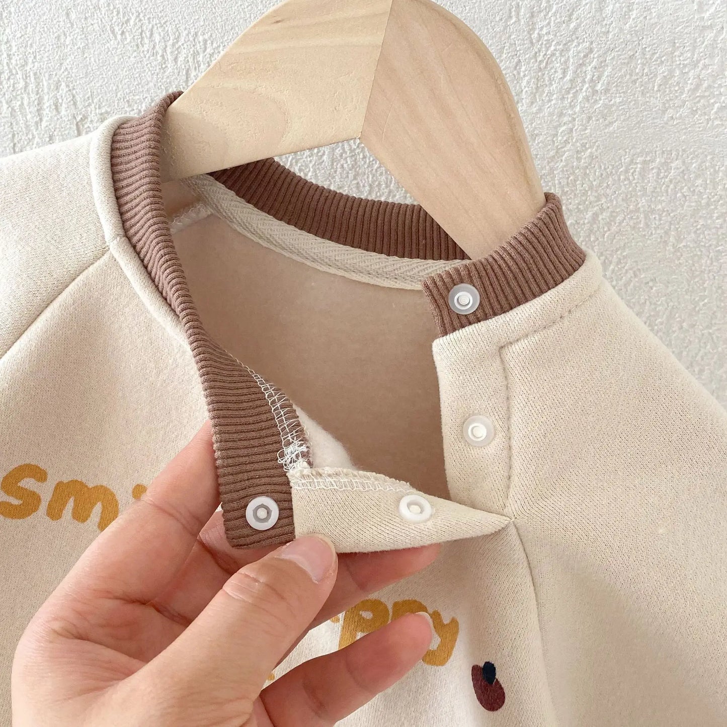 長袖ロンパース ベビージャンプスーツ ベアくまプリントフリース長袖ロンパース【mh0007679】