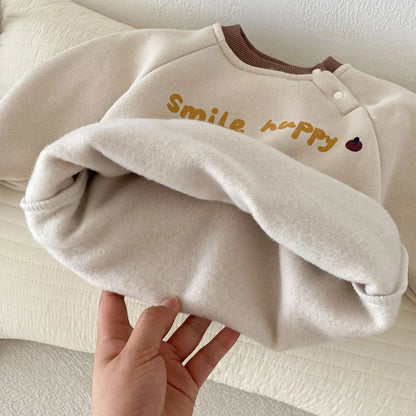 長袖ロンパース ベビージャンプスーツ ベアくまプリントフリース長袖ロンパース【mh0007679】