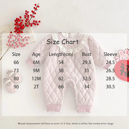 アウタージャンプスーツ ベビーアウタージャンプスーツ うさぎ刺繍キルティング長袖アウターボディースーツ ピンク【mh0007688】