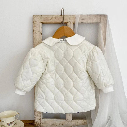 ショートコート・ジャケット・ジャンパー ベビーアウター フラワーバイピングキルティングジャケットコート ホワイト【mh0007691】