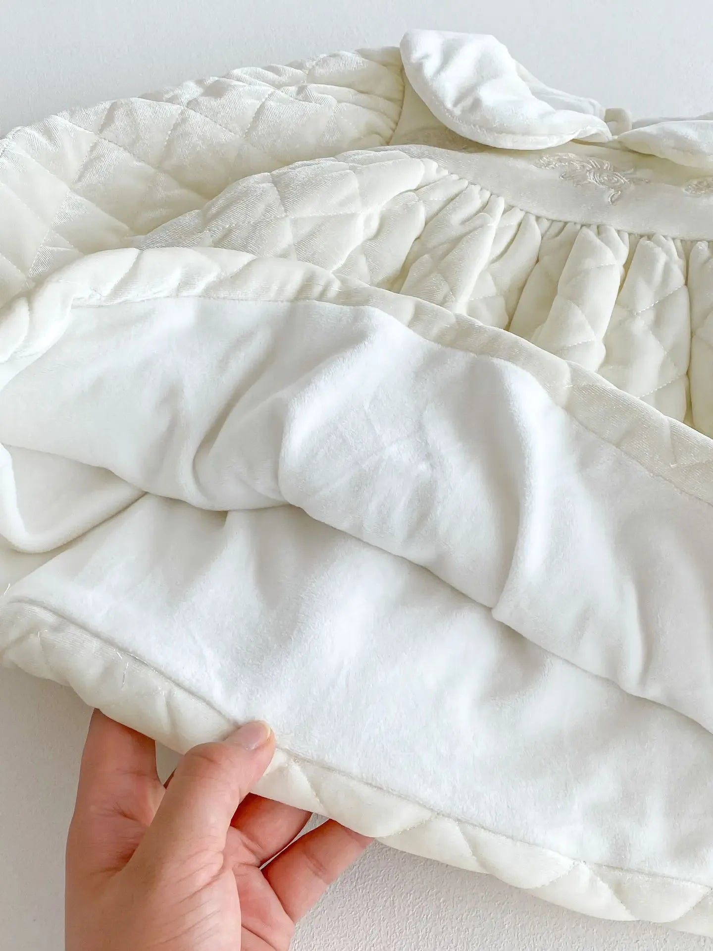 長袖ワンピース ベビーキッズワンピース キルティング裏フリース丸襟厚手長袖ワンピース【mh0007710】