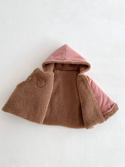 ショートコート・ジャケット・ジャンパー ベビーアウター うさぎワンポイント刺繍裏ボアフリースフーディジャケットコート【mh0007714】