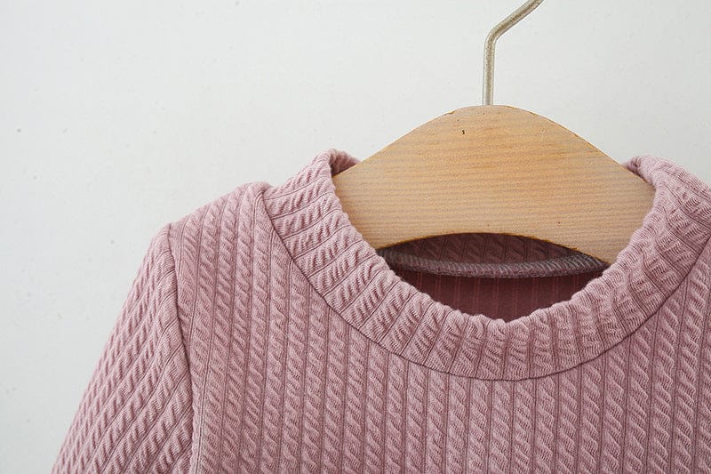 長袖ワンピース ベビーキッズワンピース ハートぽんぽんフリルスカートドッキング長袖ドレスワンピース【mh0007719】