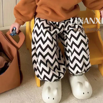ロングパンツ・スウェットパンツ キッズパンツ ポルカドット水玉/幾何学プリント裏フリースロングバルーンパンツ【mh0007730】
