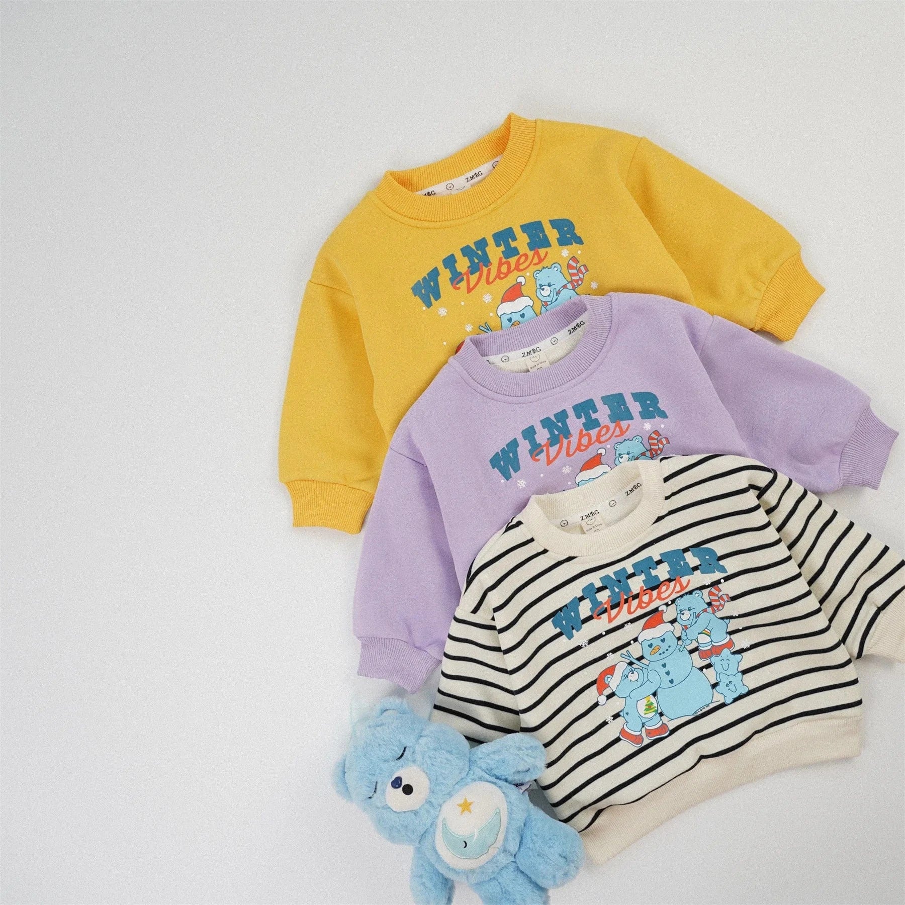 トレーナー・フーディ ベビートップス ベアくまスノーマン雪だるまプリント裏フリース長袖スウェットトレーナー【mh0007769】