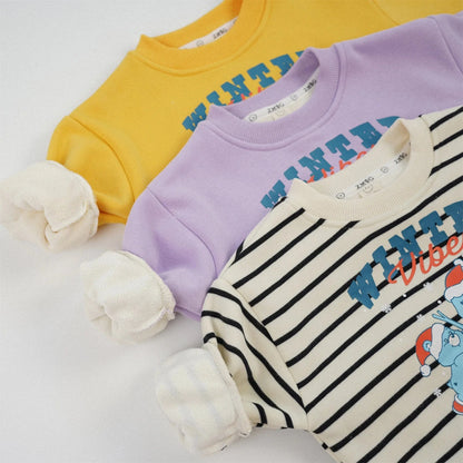 トレーナー・フーディ ベビートップス ベアくまスノーマン雪だるまプリント裏フリース長袖スウェットトレーナー【mh0007769】