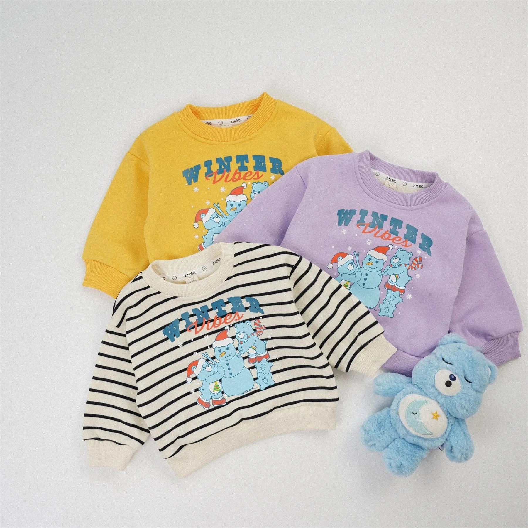 トレーナー・フーディ ベビートップス ベアくまスノーマン雪だるまプリント裏フリース長袖スウェットトレーナー【mh0007769】