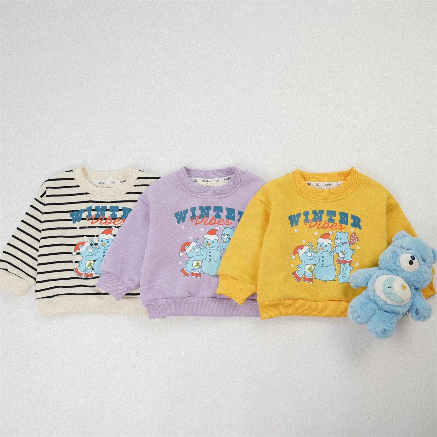 トレーナー・フーディ ベビートップス ベアくまスノーマン雪だるまプリント裏フリース長袖スウェットトレーナー【mh0007769】