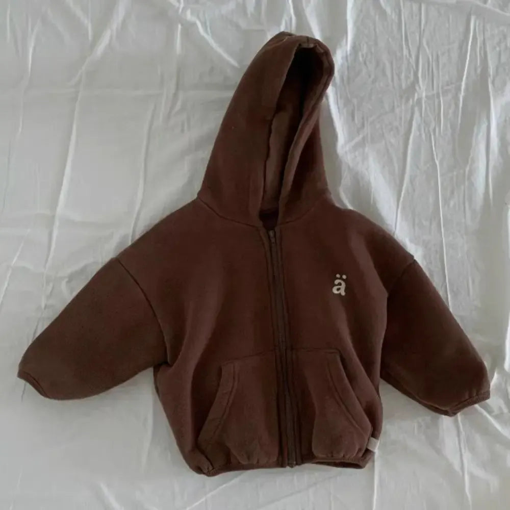 カーディガン・パーカー キッズトップス レターロゴワンポイント刺繍フーディジップアップスウェットジャケット【mh0007770】