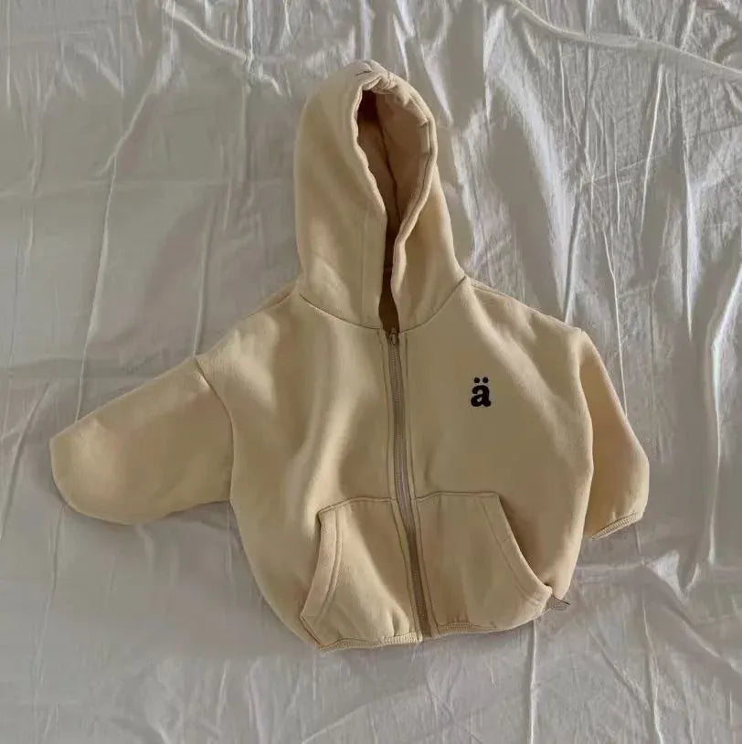 カーディガン・パーカー キッズトップス レターロゴワンポイント刺繍フーディジップアップスウェットジャケット【mh0007770】