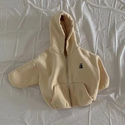 カーディガン・パーカー キッズトップス レターロゴワンポイント刺繍フーディジップアップスウェットジャケット【mh0007770】