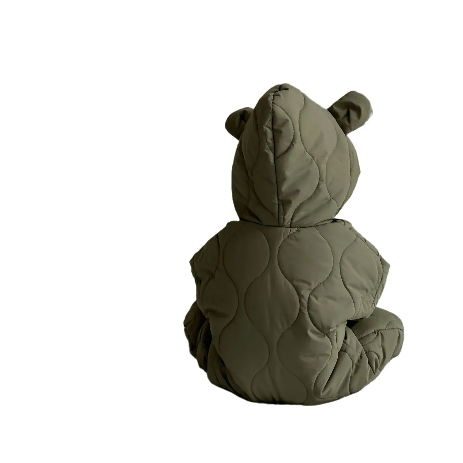 アウタージャンプスーツ ベビーアウタージャンプスーツ なみなみキルティングくま耳フーディジップアップ防寒ロンパース【mh0007796】