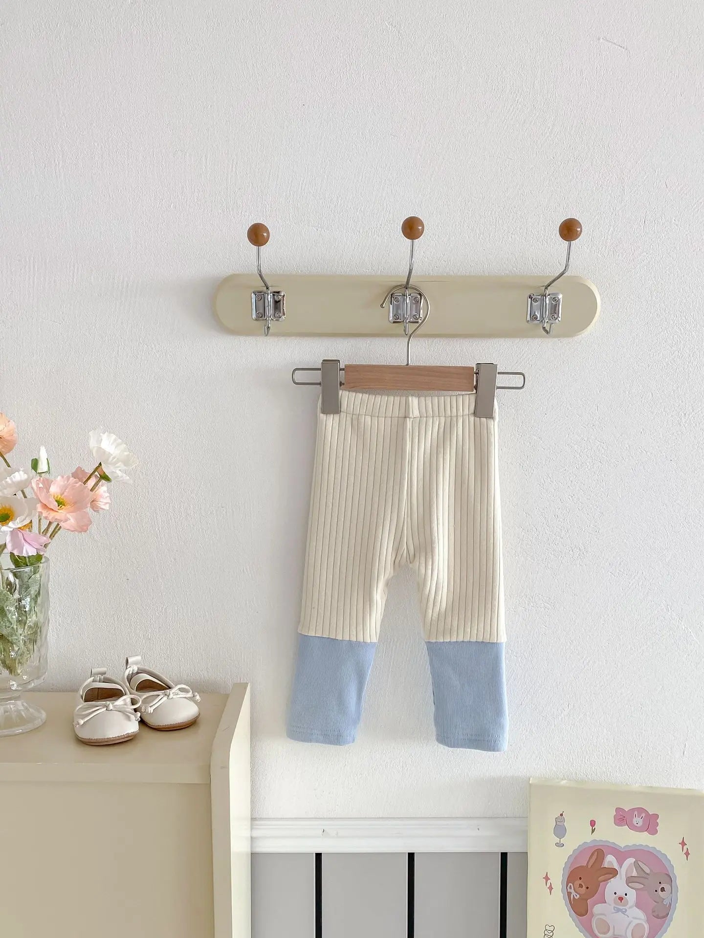 レギンスパンツ ベビーパンツ パッチワーク裏フリース厚手レギンスパンツ【mh0007808】