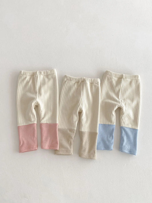 レギンスパンツ ベビーパンツ パッチワーク裏フリース厚手レギンスパンツ【mh0007808】