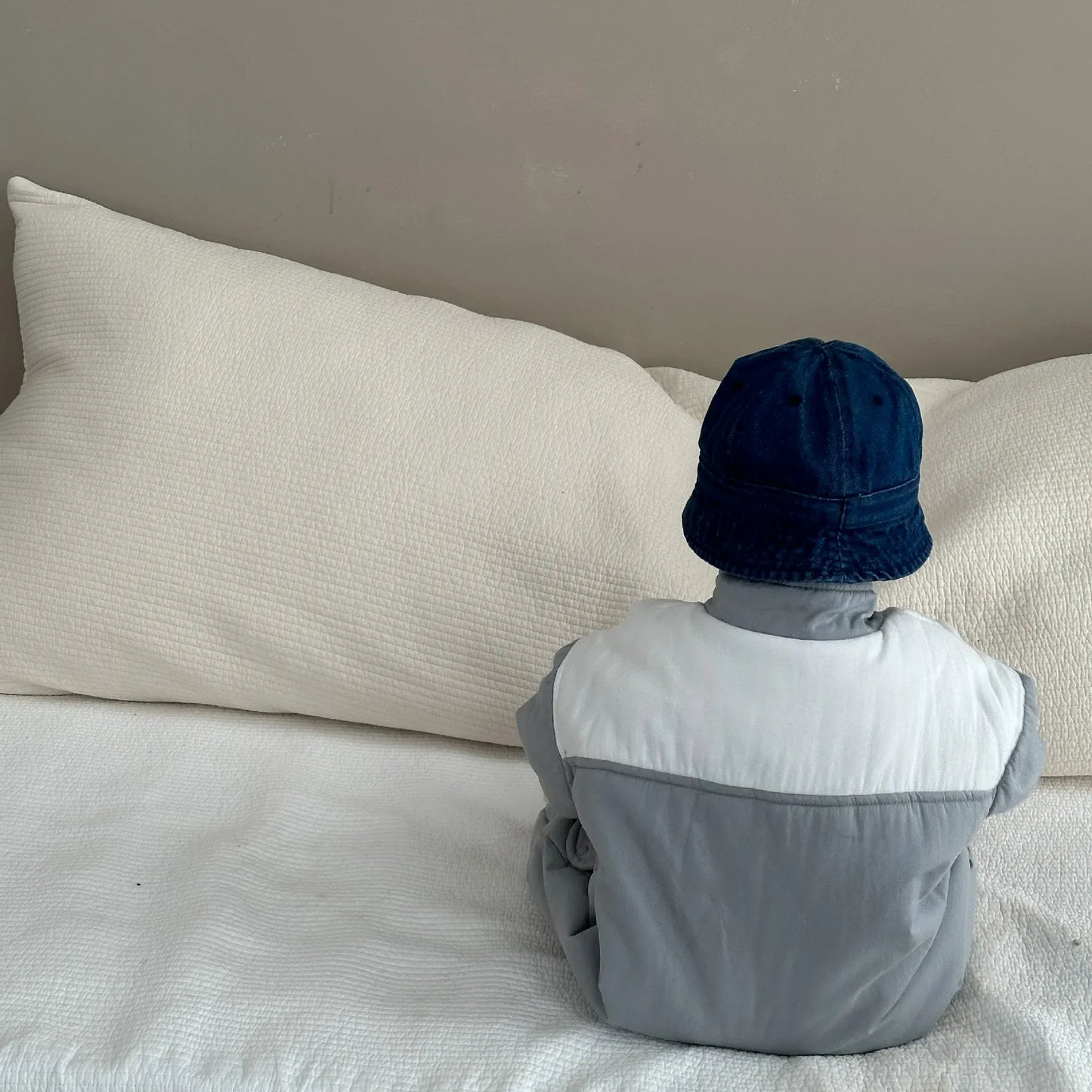 アウタージャンプスーツ ベビーアウタージャンプスーツ パッチワーク切り替えパデッドジップアップ長袖ロンパース【mh0007823】