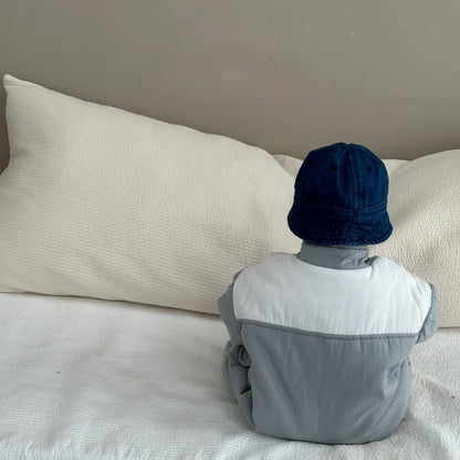 アウタージャンプスーツ ベビーアウタージャンプスーツ パッチワーク切り替えパデッドジップアップ長袖ロンパース【mh0007823】