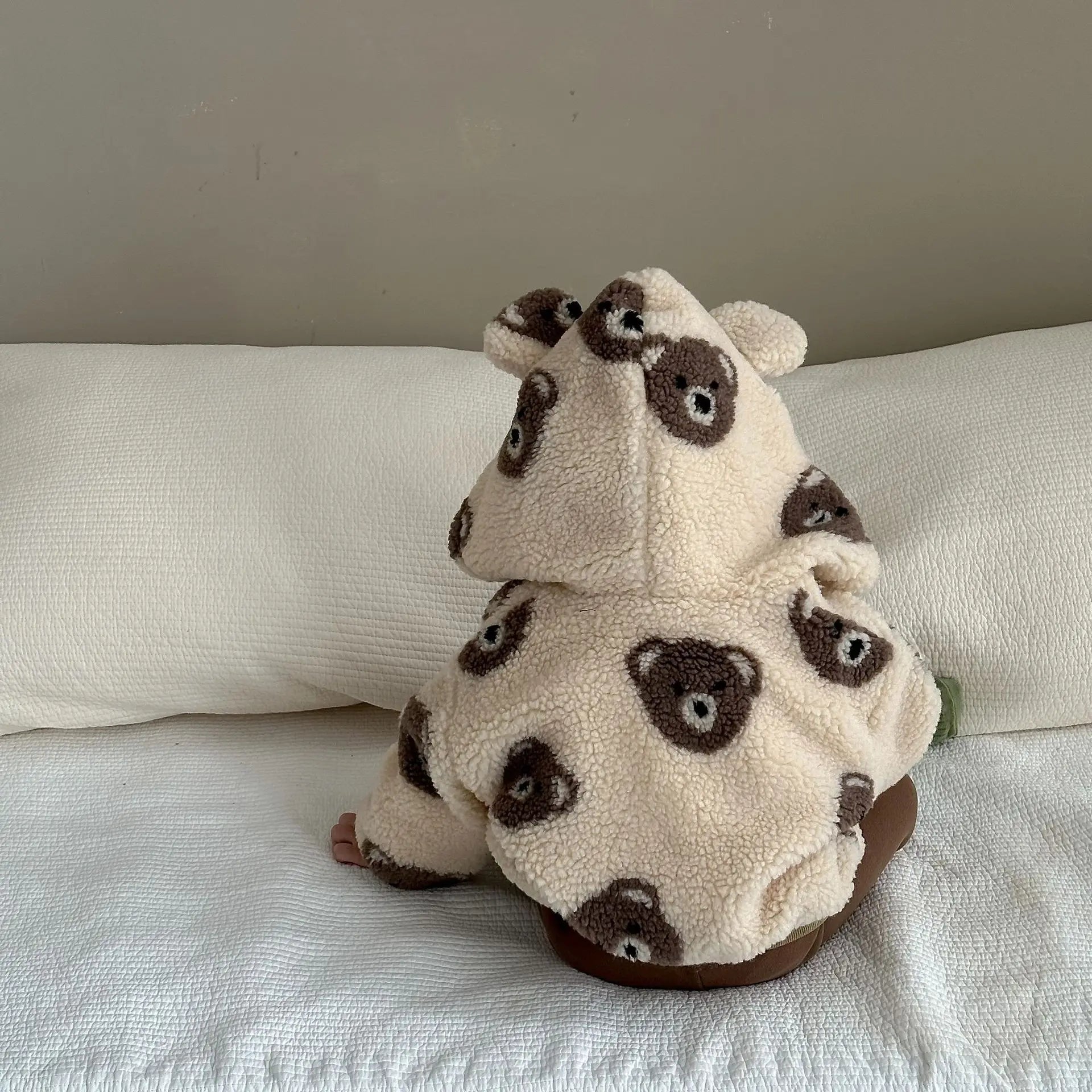 ショートコート・ジャケット・ジャンパー ベビーアウター くま耳フーディベアくま柄ボアフリースジップアップブルゾンジャケット【mh0007826】