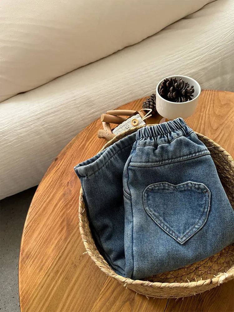 デニムパンツ キッズパンツ 裏ボアフリース防寒デニムワイドバギージーンズパンツ【mh0007849】