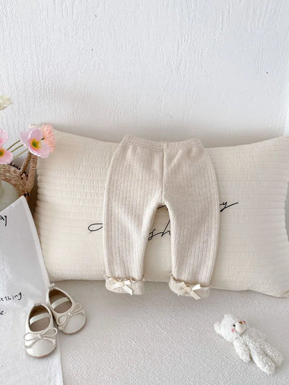 レギンスパンツ ベビーパンツ 裾フリルリボンリブレギンスパンツ【mh0007860】
