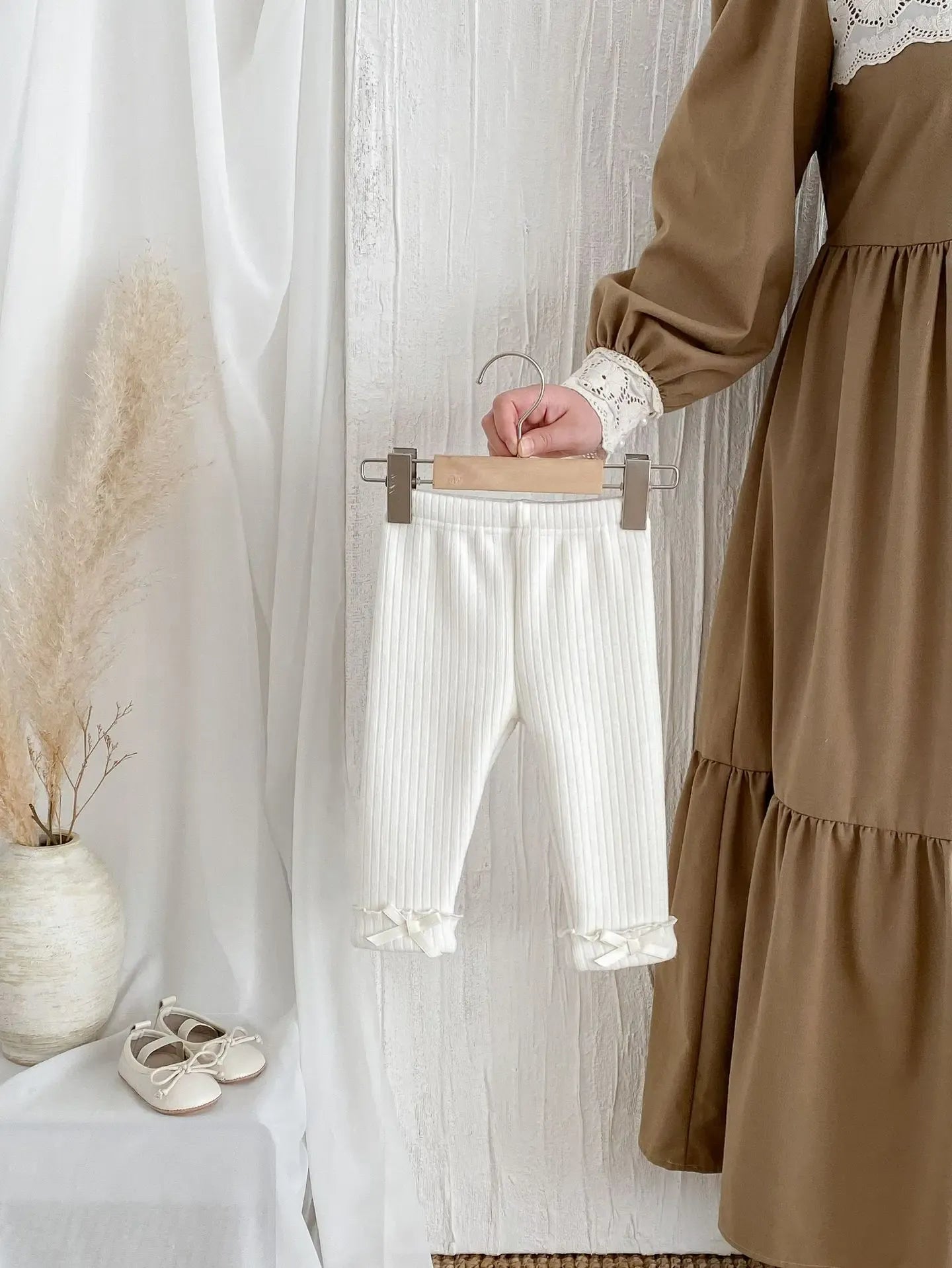 レギンスパンツ ベビーパンツ 裾フリルリボンリブレギンスパンツ【mh0007860】