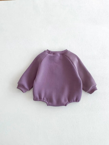 長袖ロンパース ベビーロンパース アニマルフェイス耳付き裏フリース長袖ボディスーツ【mh0007865】