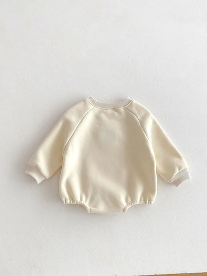 長袖ロンパース ベビーロンパース アニマルフェイス耳付き裏フリース長袖ボディスーツ【mh0007865】