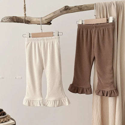 レギンスパンツ ベビーパンツ 裾フリル裏フリースリブレギンスパンツ【mh0007868】