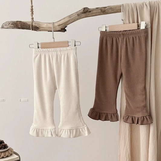 レギンスパンツ ベビーパンツ 裾フリル裏フリースリブレギンスパンツ【mh0007868】