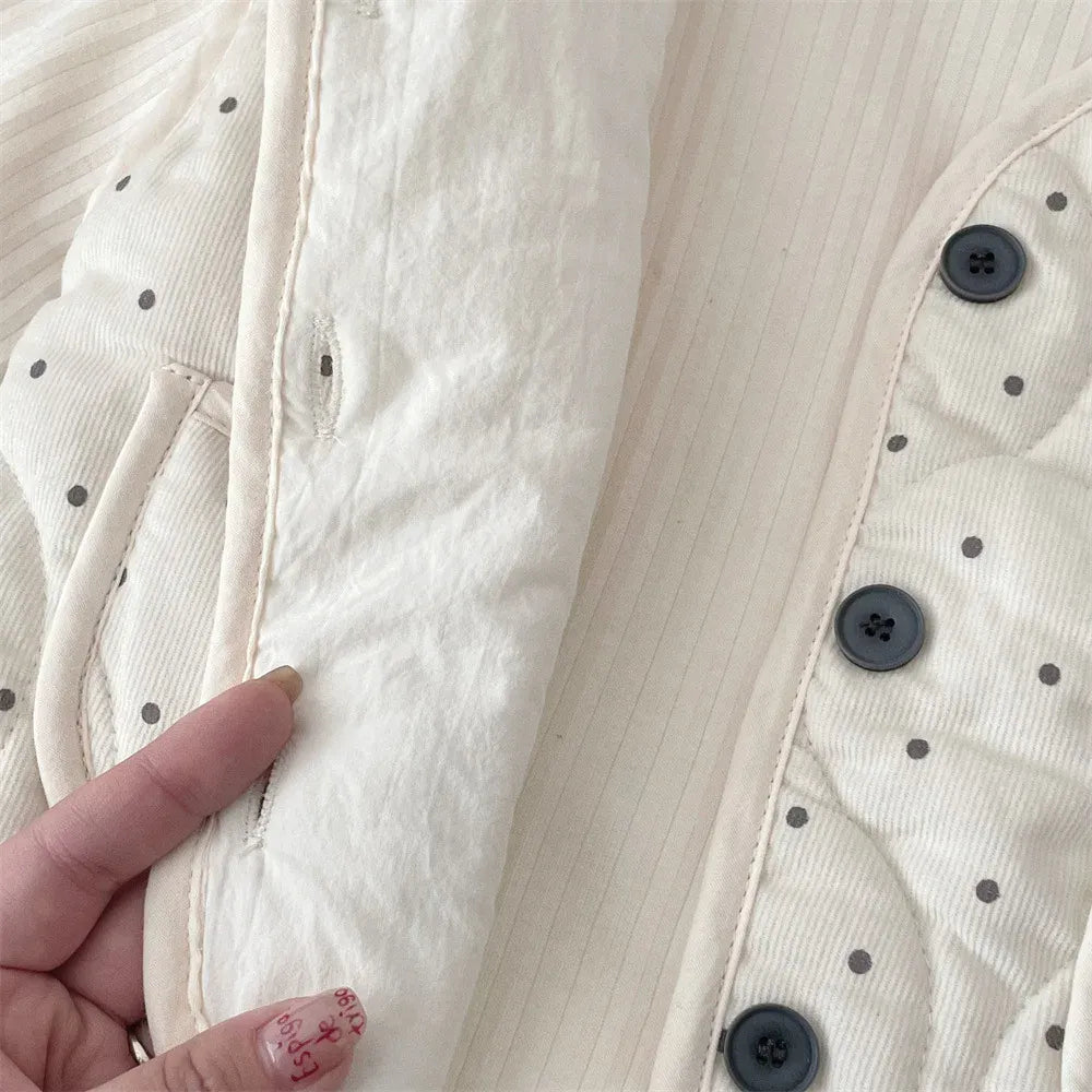 ベスト ベビーベスト 水玉ドットプリントキルティングパデッドアウターベスト【mh0007877】