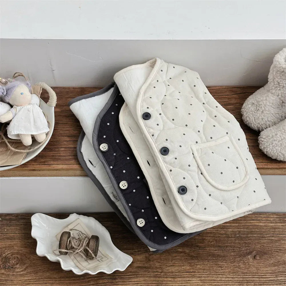 ベスト ベビーベスト 水玉ドットプリントキルティングパデッドアウターベスト【mh0007877】