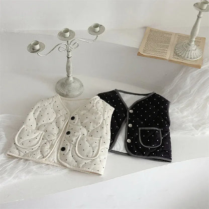 ベスト ベビーベスト 水玉ドットプリントキルティングパデッドアウターベスト【mh0007877】