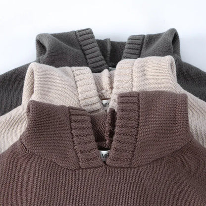 ニット・セーター キッズトップス ニットフーディシンプルプルオーバーパーカーセーター【mh0007879】