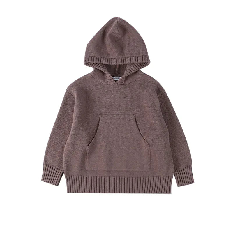 ニット・セーター キッズトップス ニットフーディシンプルプルオーバーパーカーセーター【mh0007879】