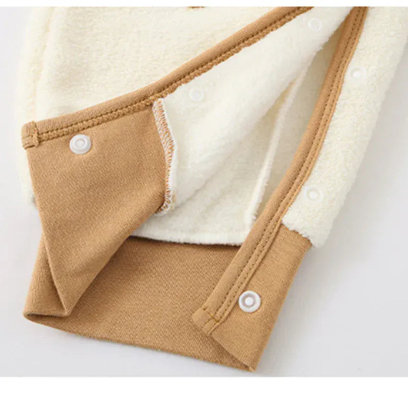 アウタージャンプスーツ ベビーアウタージャンプスーツ フリースプリントフーディ長袖ロンパース【mh0007883】