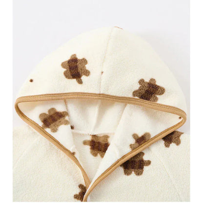 アウタージャンプスーツ ベビーアウタージャンプスーツ フリースプリントフーディ長袖ロンパース【mh0007883】