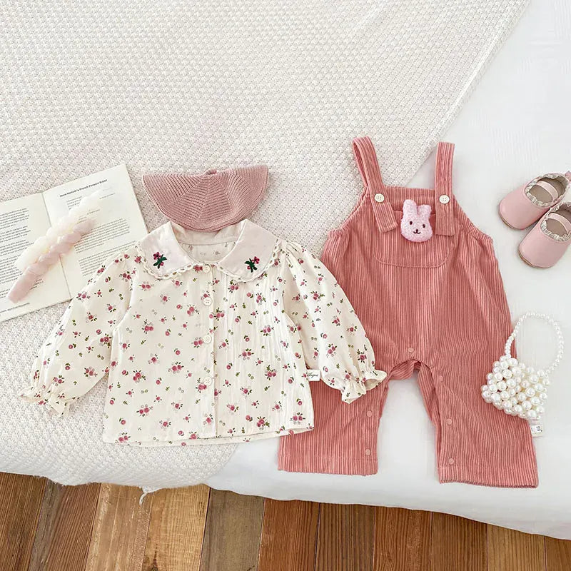 長袖シャツ・ブラウス ベビートップス フラワープリント/無地丸襟長袖ブラウス【mh0007905】