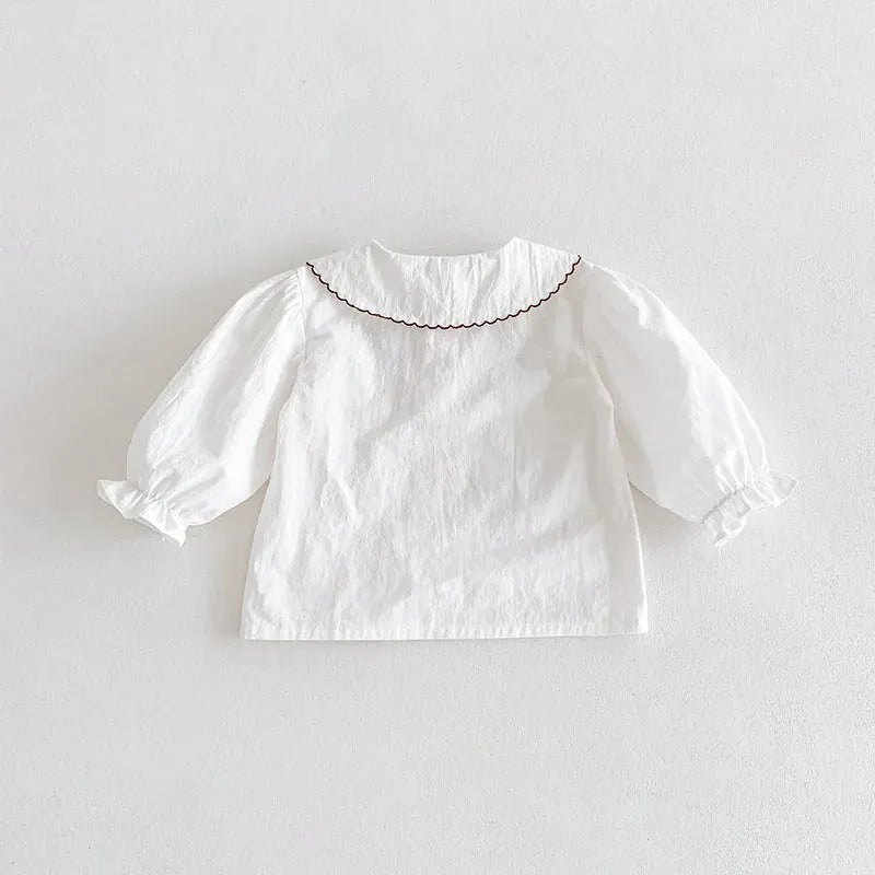 長袖シャツ・ブラウス ベビートップス フラワープリント/無地丸襟長袖ブラウス【mh0007905】