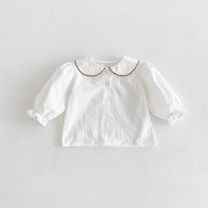 長袖シャツ・ブラウス ベビートップス フラワープリント/無地丸襟長袖ブラウス【mh0007905】