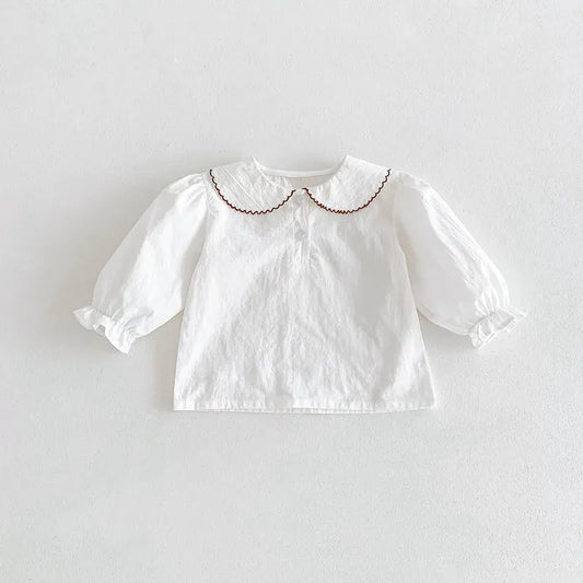 長袖シャツ・ブラウス ベビートップス フラワープリント/無地丸襟長袖ブラウス【mh0007905】