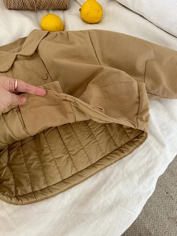 ショートコート・ジャケット・ジャンパー キッズアウター ダブルボタン襟付きパデッドショートジャケットコート【mh0007934】