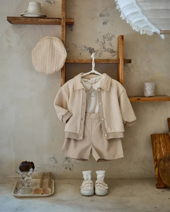 カーディガン・パーカー ベビージャケット ボーダー/無地襟付きニットカーディガンジャケット【mh0007956】