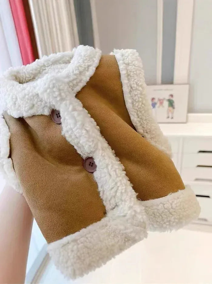 ベスト ベビーキッズベスト 裏ボアフリースフェイクムートンアウターベスト【mh0007965】