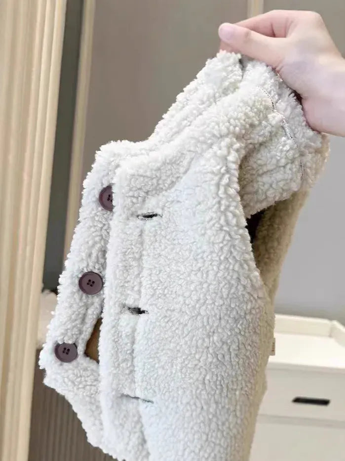 ベスト ベビーキッズベスト 裏ボアフリースフェイクムートンアウターベスト【mh0007965】