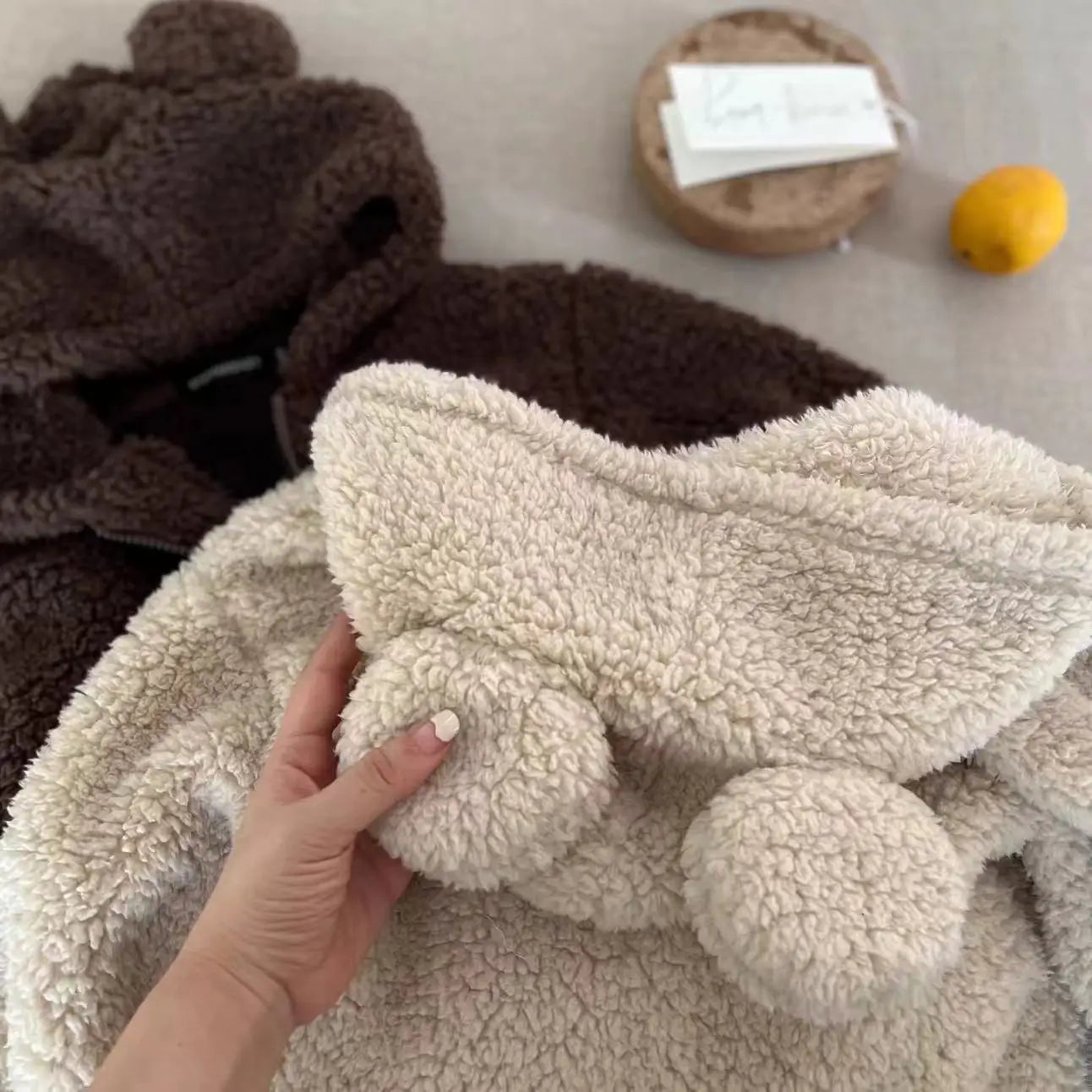 カーディガン・パーカー キッズトップス ボアフリースくま耳フーディジップアップパーカージャケット【mh0007984】