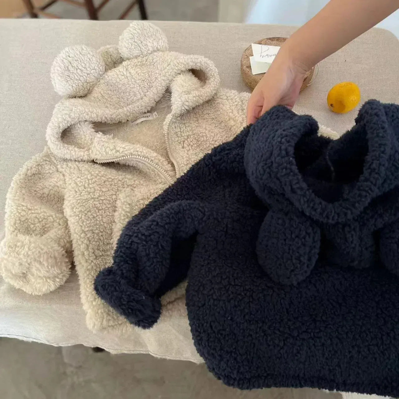 カーディガン・パーカー キッズトップス ボアフリースくま耳フーディジップアップパーカージャケット【mh0007984】