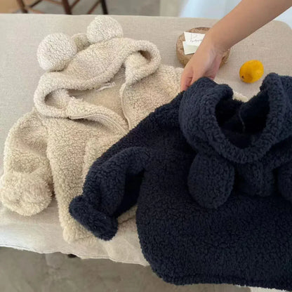 カーディガン・パーカー キッズトップス ボアフリースくま耳フーディジップアップパーカージャケット【mh0007984】