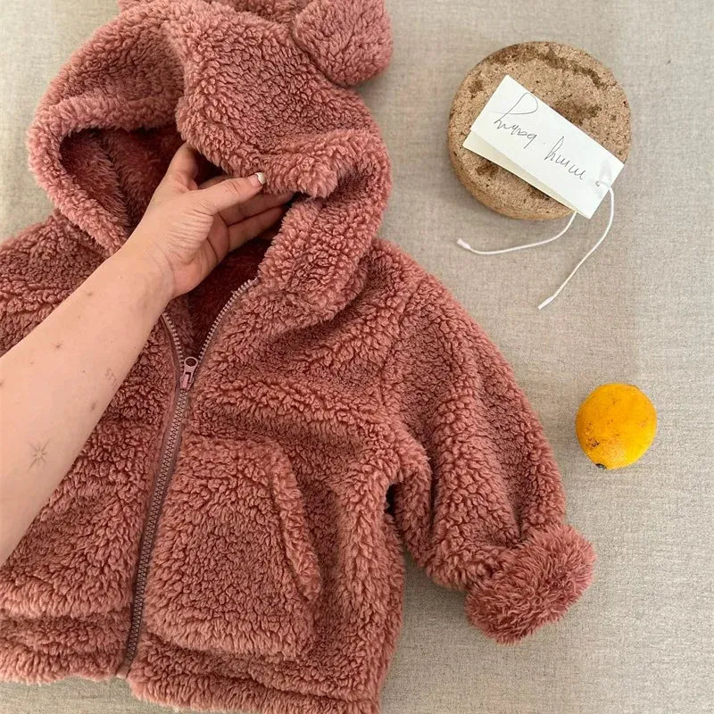 カーディガン・パーカー キッズトップス ボアフリースくま耳フーディジップアップパーカージャケット【mh0007984】