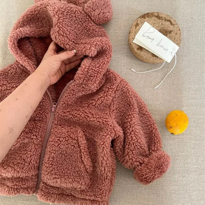 カーディガン・パーカー キッズトップス ボアフリースくま耳フーディジップアップパーカージャケット【mh0007984】